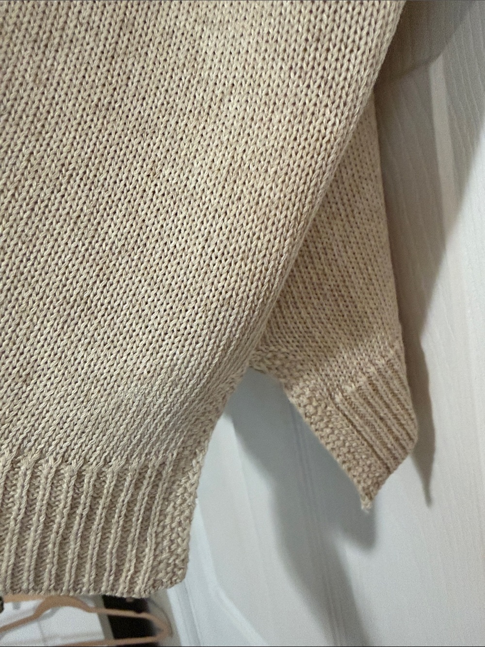 Max Studio Beige Open-Weave Crewneck Sweater - Picture 3 of 5